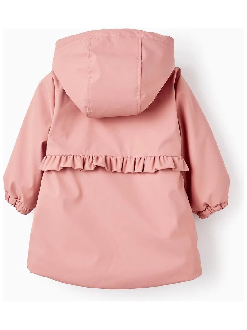 Parka en caoutchouc avec volants et capuche pour bébé fille FIELD DAYS Rose clair