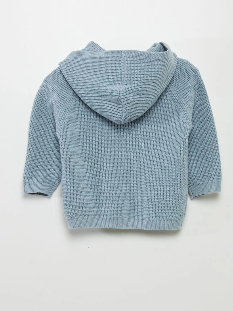 Gilet à capuche en maille tricot Bleu