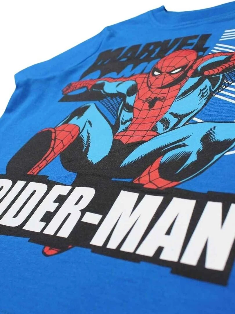 Disney   T shirt garçon imprimé Spiderman en coton   Bleu