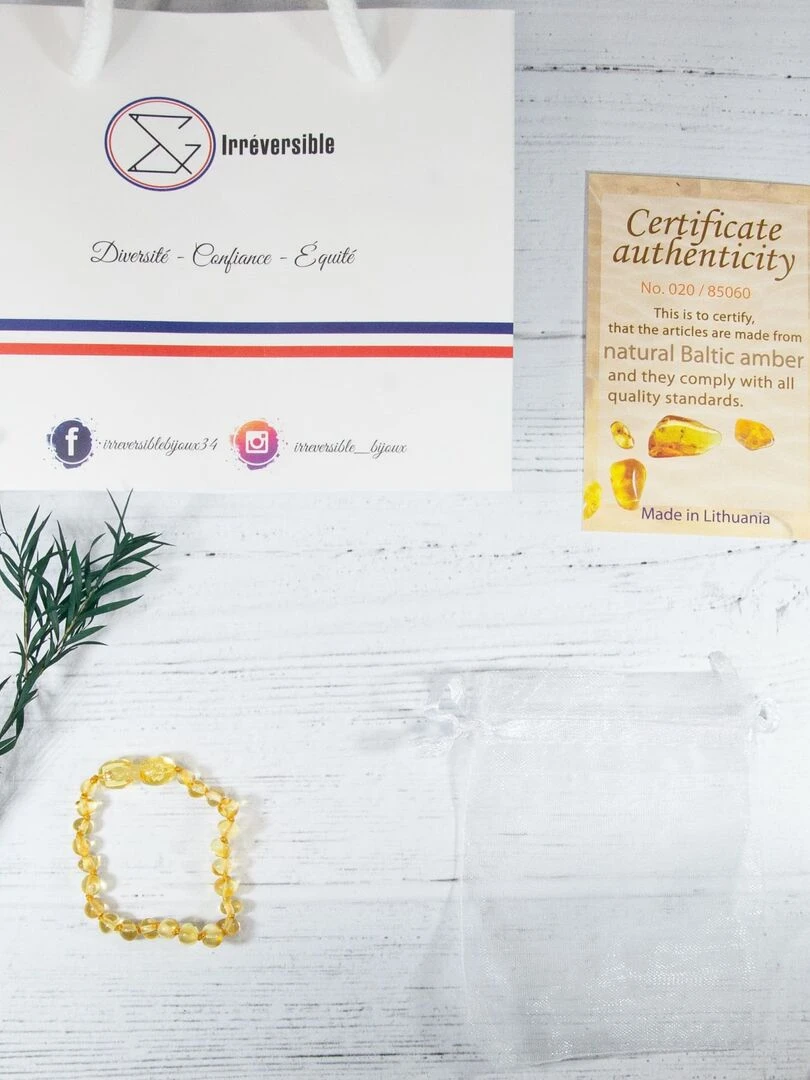Bracelet Ambre bébé   Lemon   Jaune
