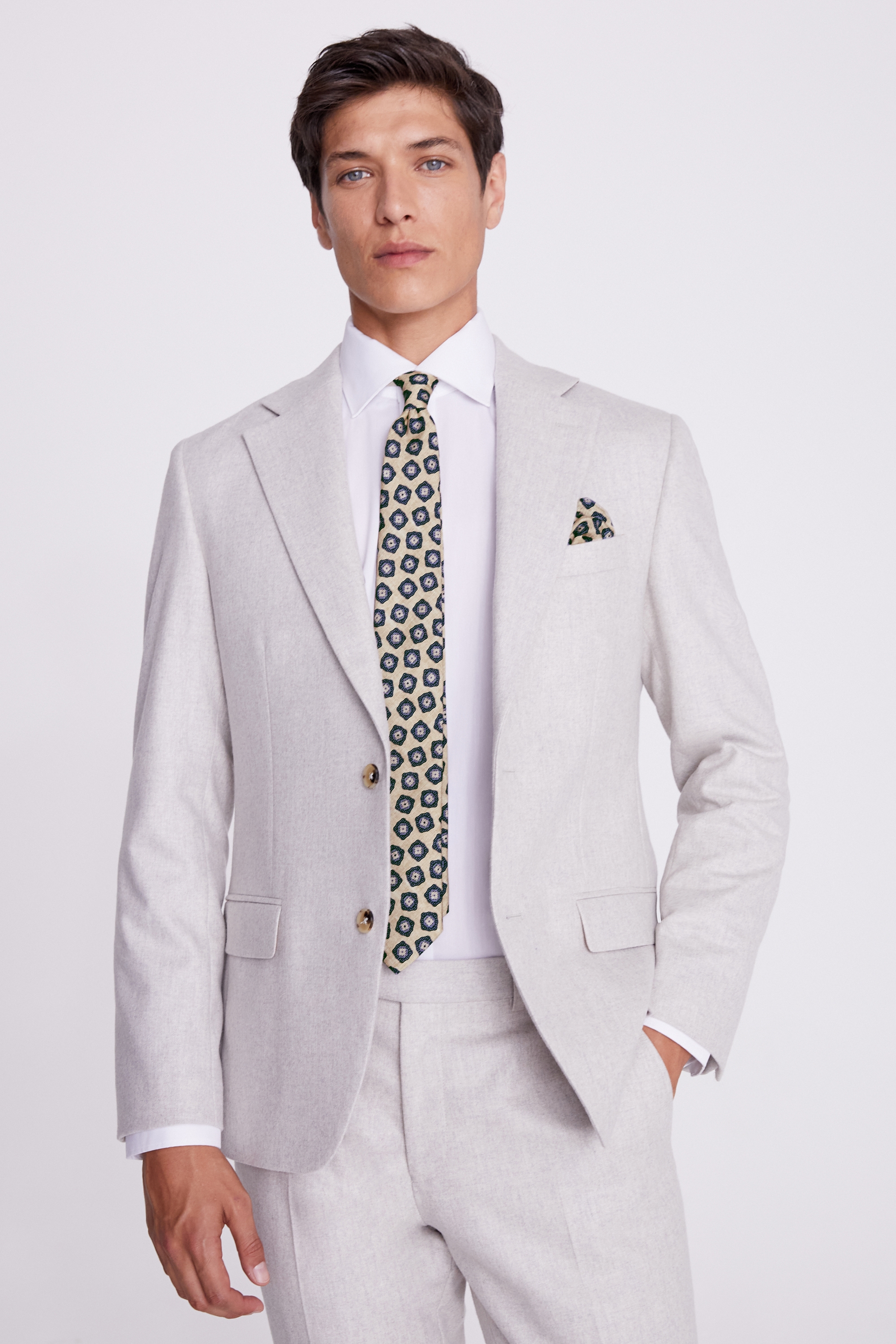 Bottinelli Neutral & Navy Silk Medallion Tie   Buy Online at Moss