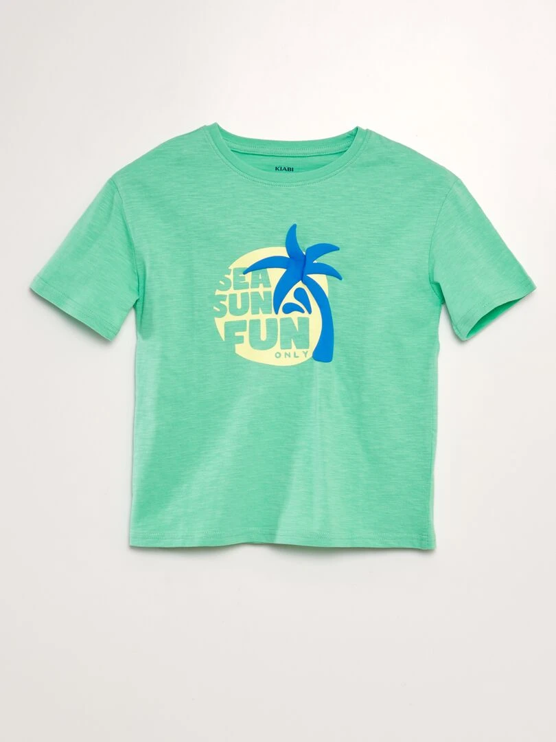 Tee shirt moulinée imprimé Vert