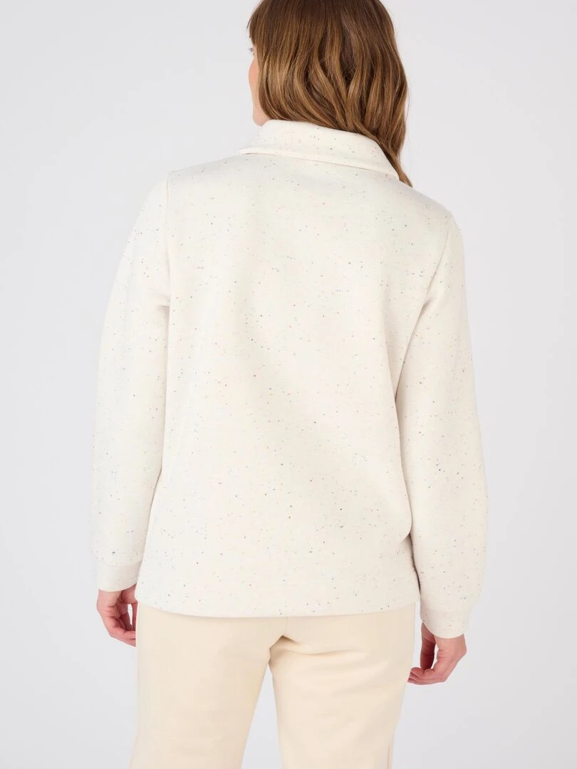 Sweat douillet maille mouchetée   Happy D. by Damart   Blanc Ecru