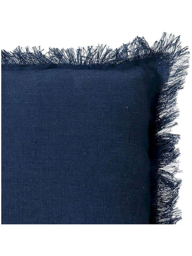 Coussin en lin bords effilés 'Deko&co' Bleu roi