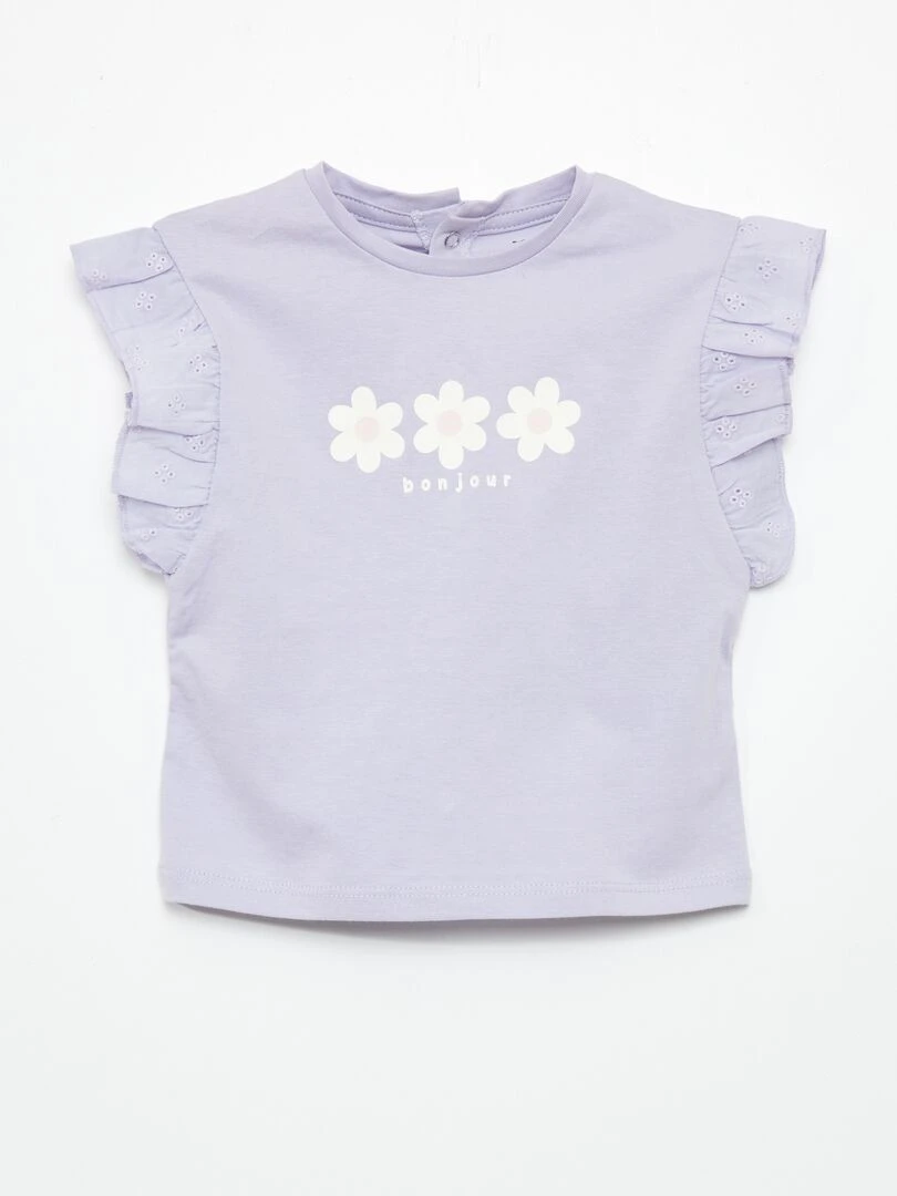 Top en coton à épaules volantées VIOLET