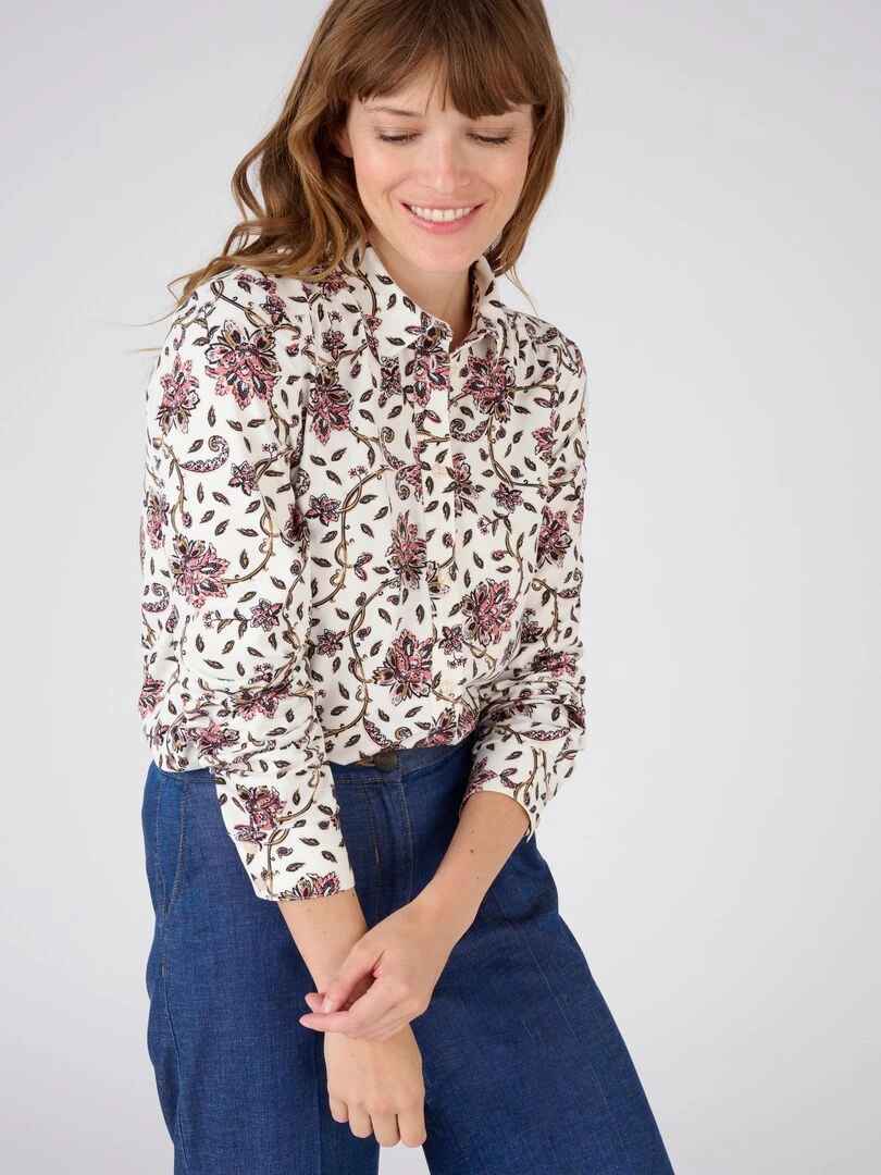 Chemisier fleuri maille chaude   Damart   Beige