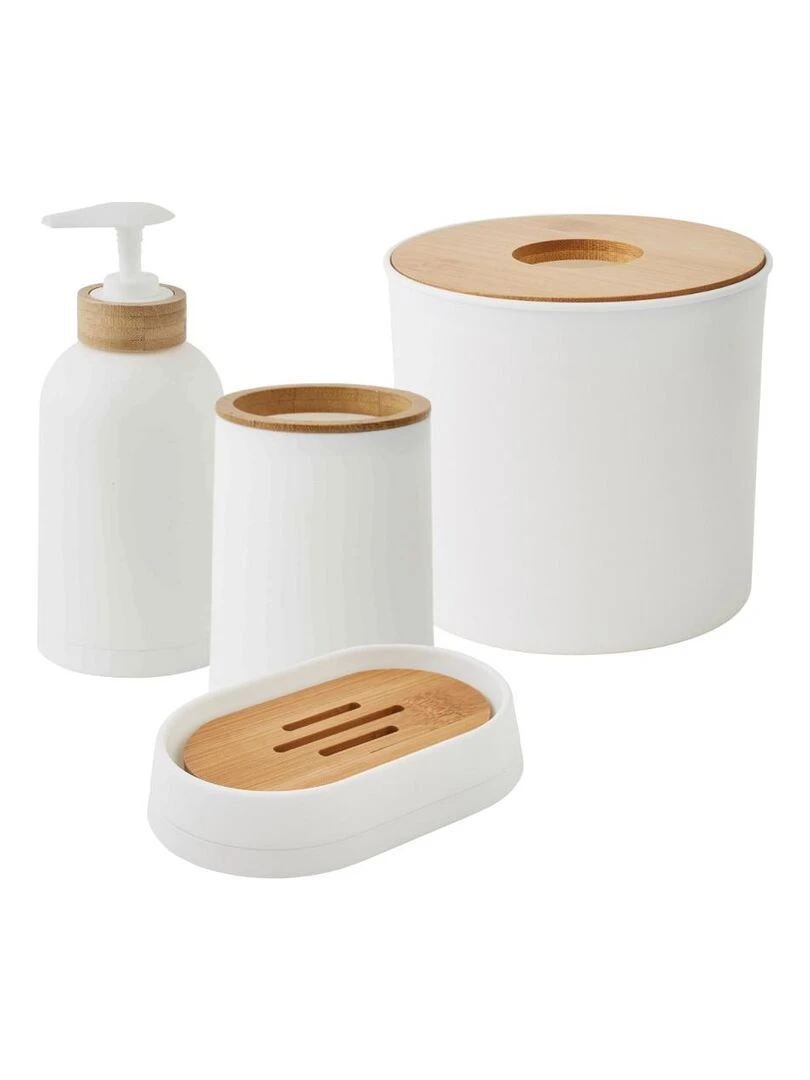 Guy Levasseur Set de salle de bain en plastique et bambou Blanc