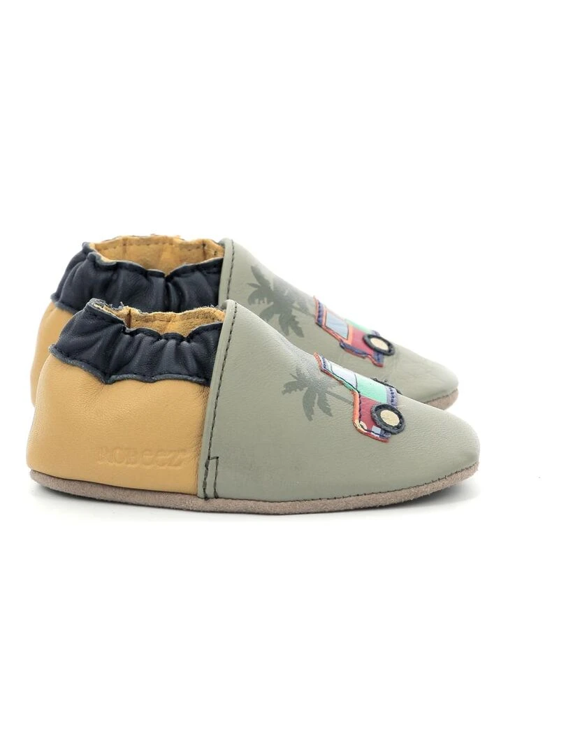 Chaussons Cuir Rainbow Car Kaki