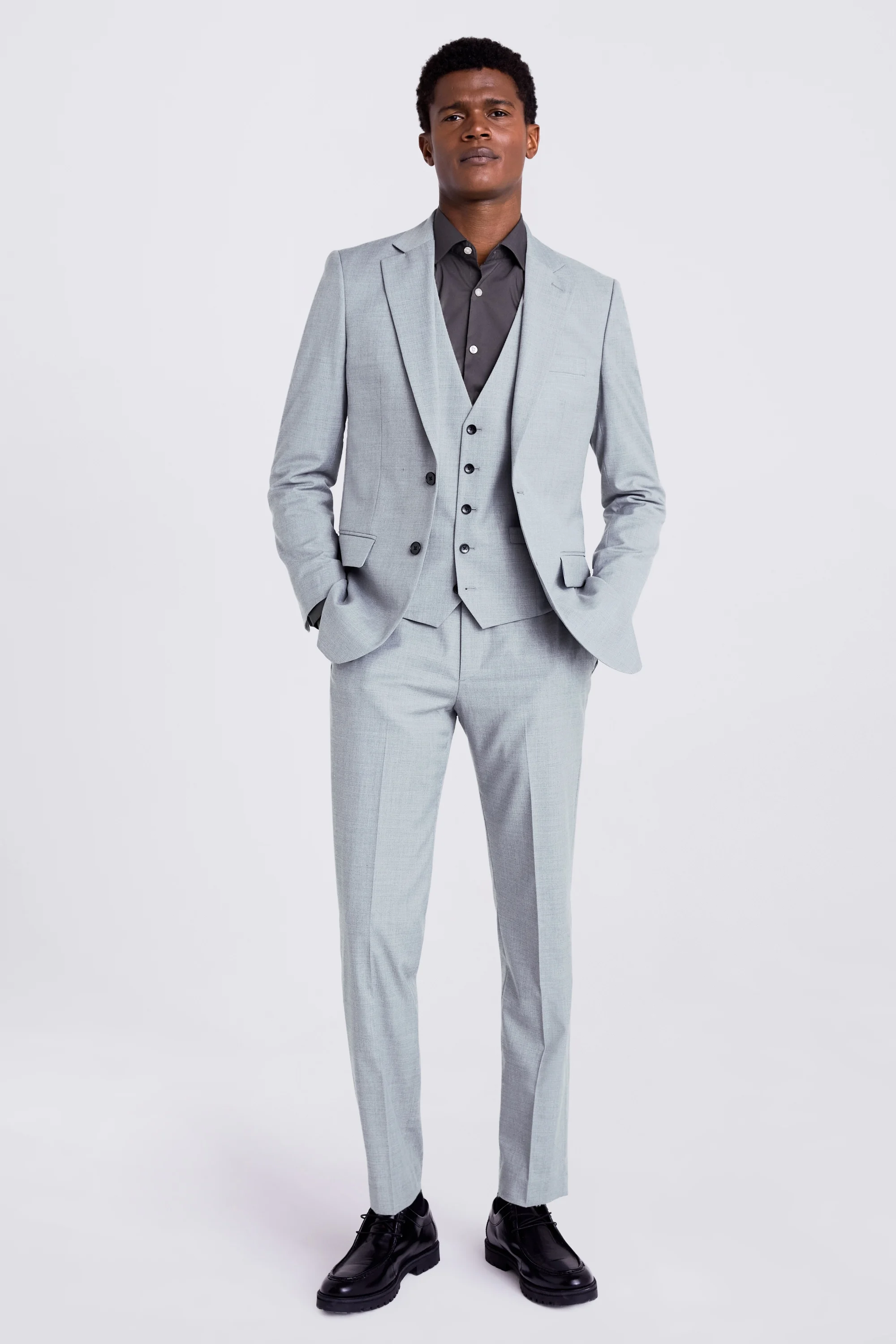 Tailored Fit Grey Stretch Jacket   Buy Online at Moss