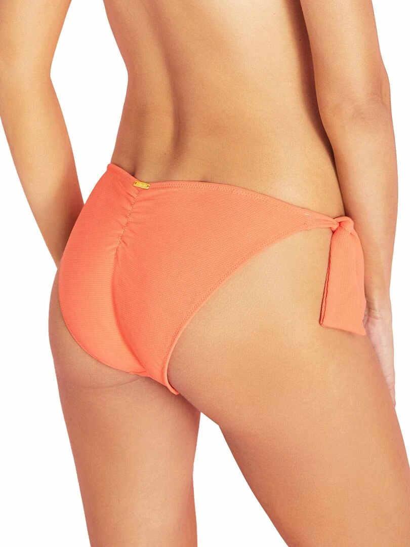 Bas maillot slip de bain taille basse à nouettes Miami Orange corail