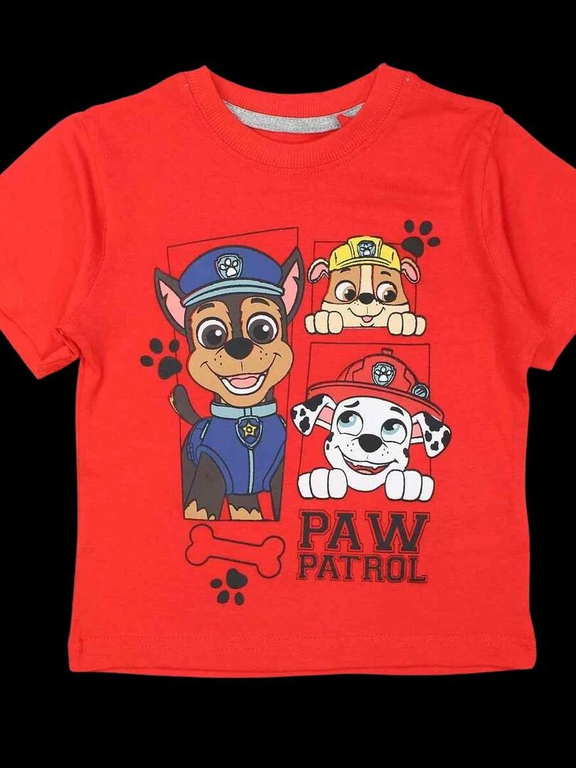 Paw Patrol Ensemble T shirt short garçon Imprimé La Pat' Patrouille Rouge