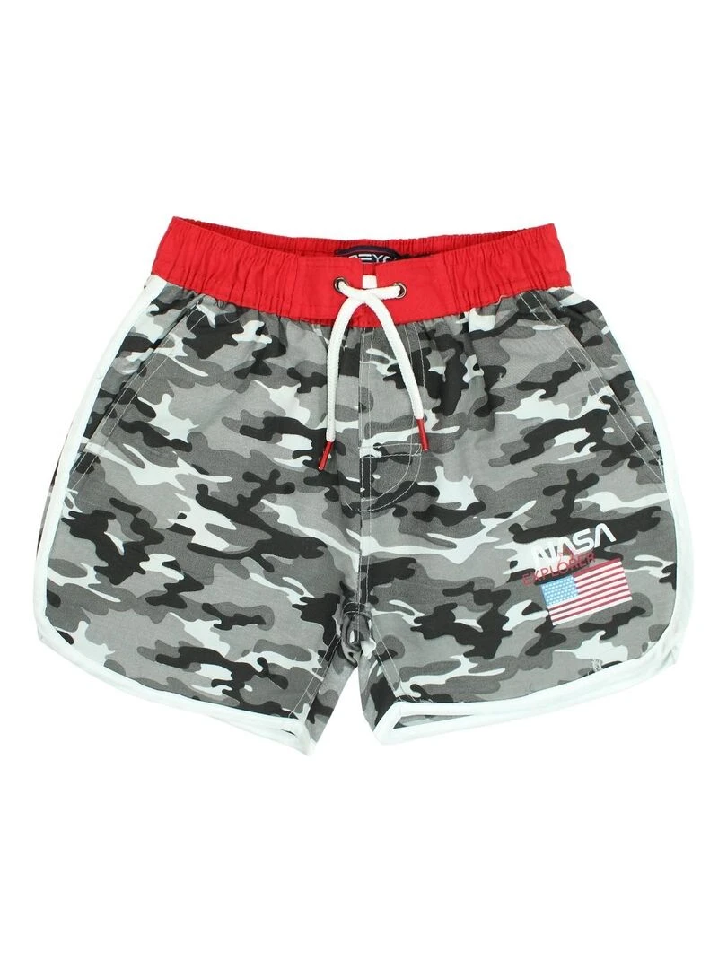 Nasa Short De Bain garçon imprimé logo Gris