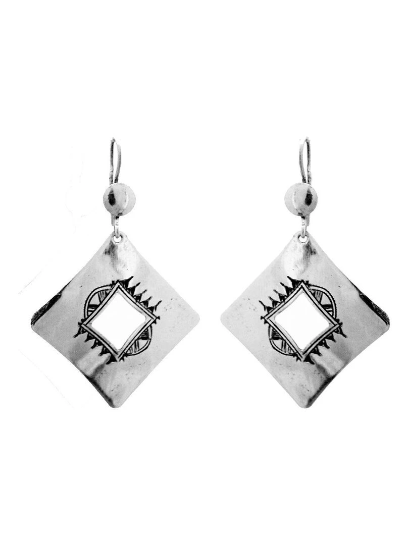 Boucles d'oreilles losange gravé Argent