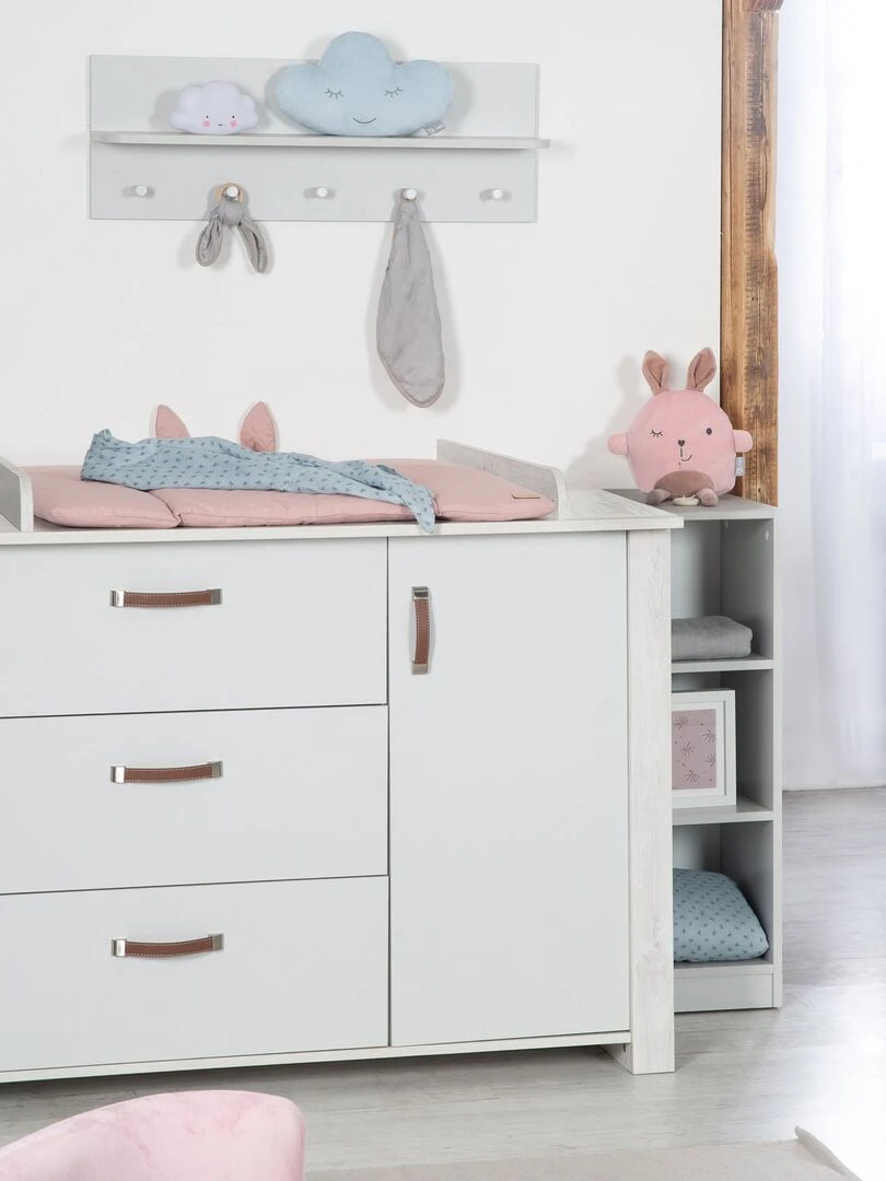 ROBA Commode à Langer "Mila" avec Plan Amovible Fermeture Progressive Hauteur à langer 90 5 cm Gris clair