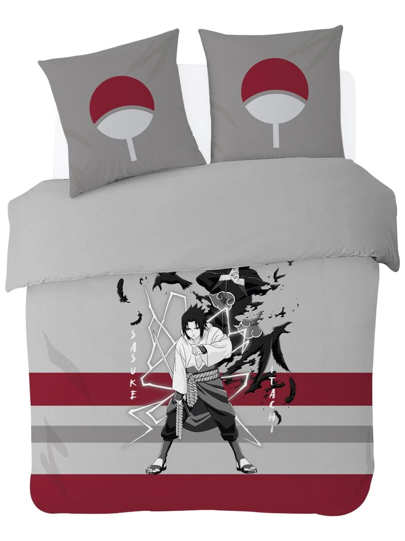 Housse de couette Naruto Shippuden Sasuke & Itachi 200x200 cm 100% Coton Gris