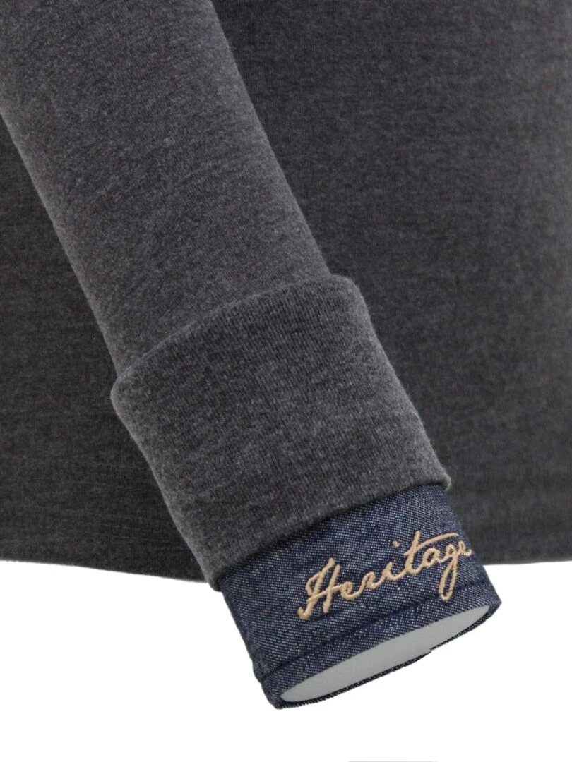 Polo manches longues garçon ECAZBA   HARRY KAYN   gris anthracite