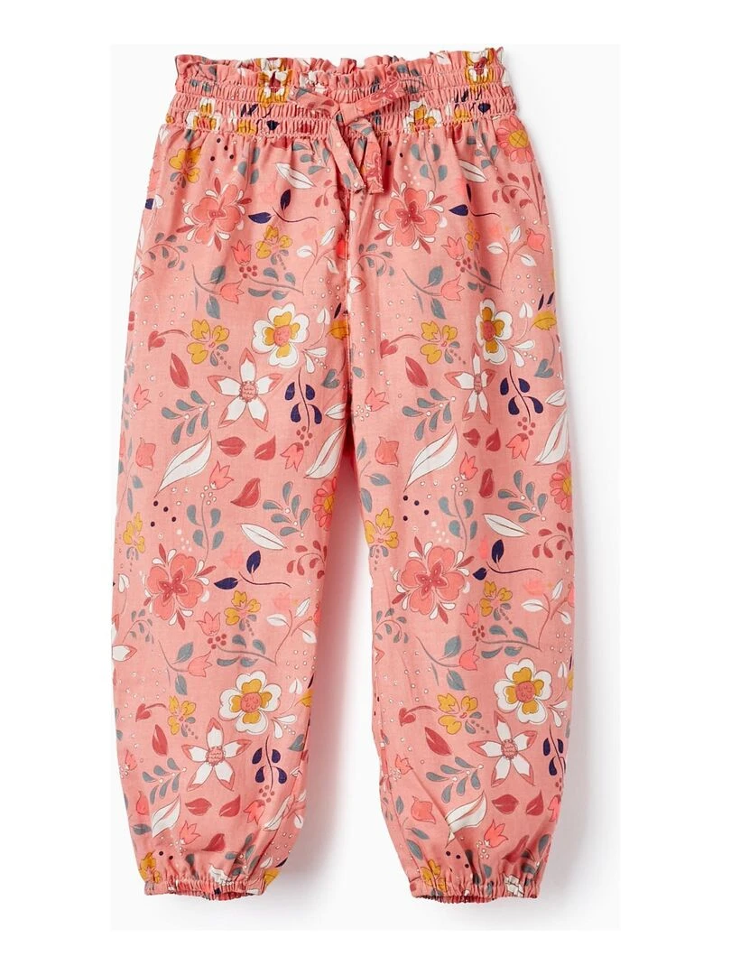 Pantalon avec Motif Floral pour Bébé Fille Orange clair