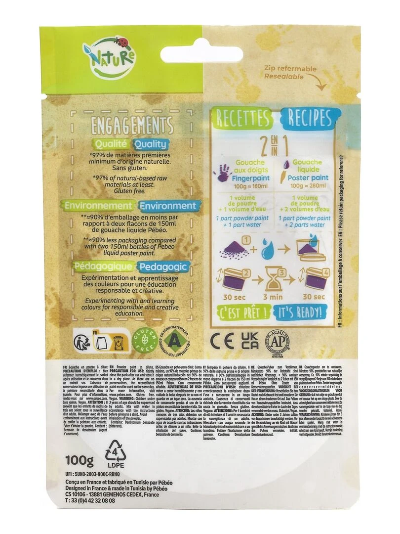 Gouache en poudre   100 g   Jaune   N/A