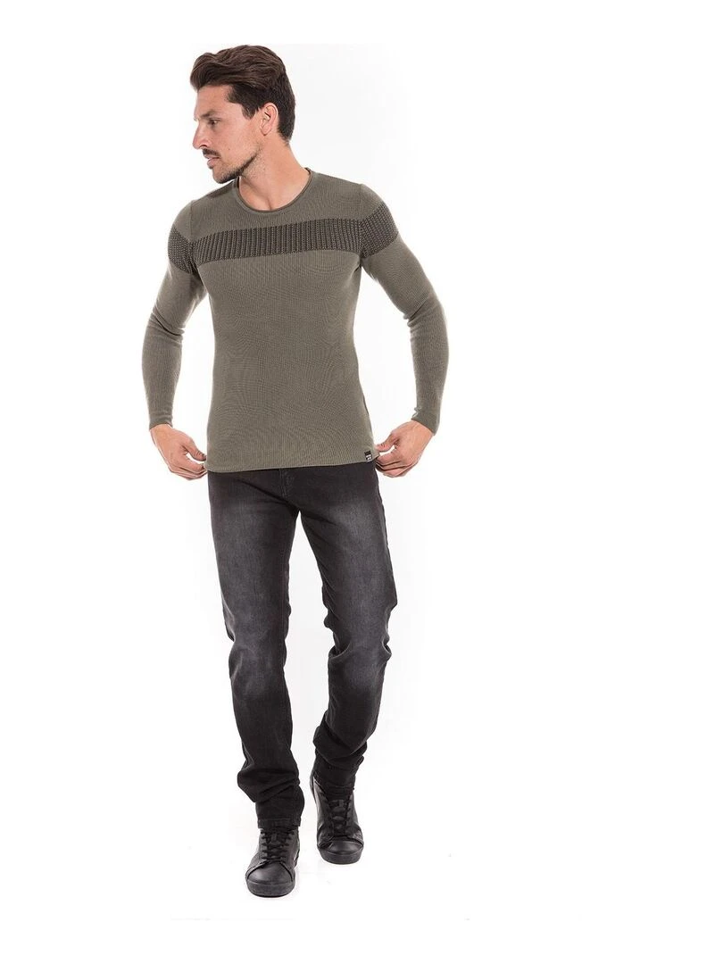 Pull col rond LYONET   Kaki