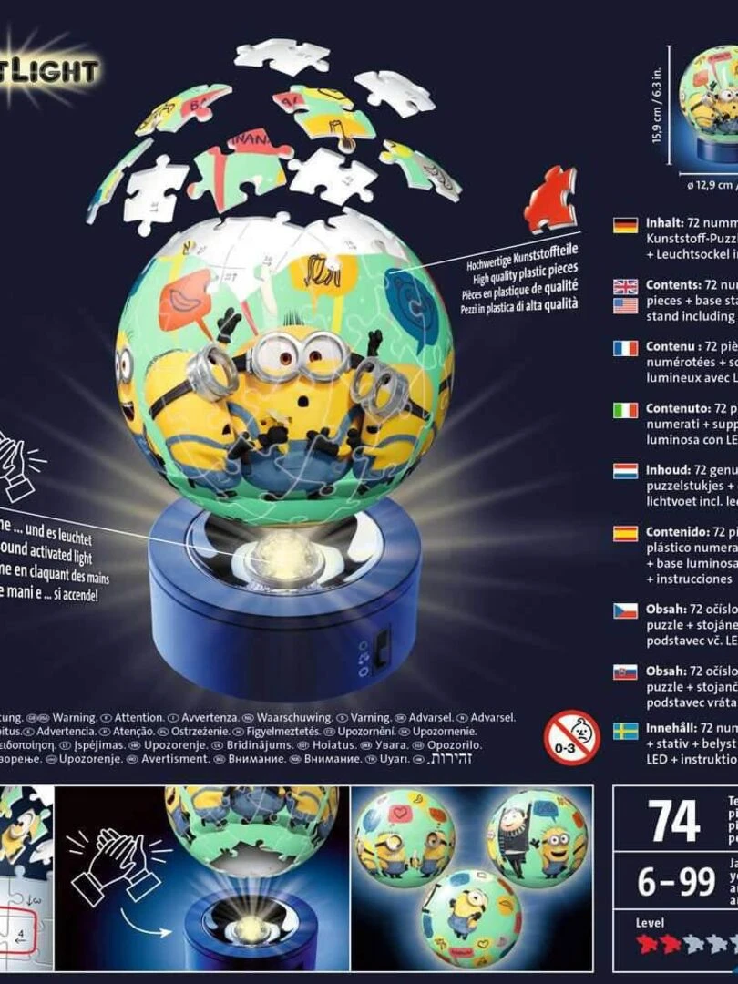 Puzzle Ball 72 pièces lumineux : Minions 2   N/A
