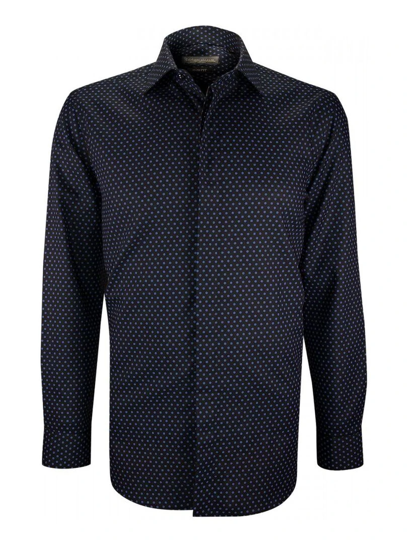 Chemise mode gorge cachée à motifs LUIGI Noir