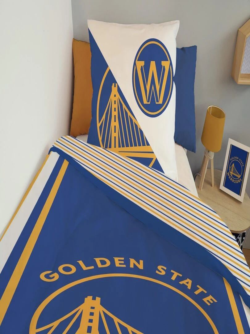 Housse de couette NBA Golden State Warriors 140x200 cm   100% Coton   Bleu