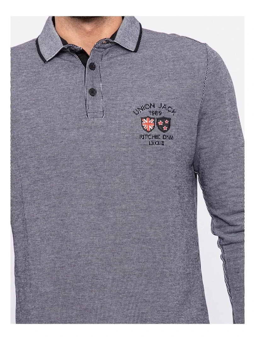 Polo manches longues pur coton POITIER   Noir
