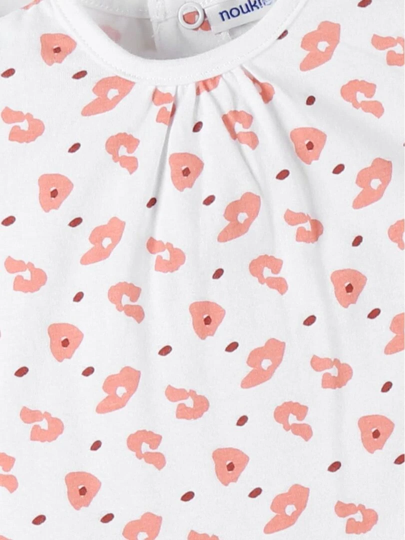 Combishort imprimé léopard en jersey  écru/rose   Noukie's   Rose