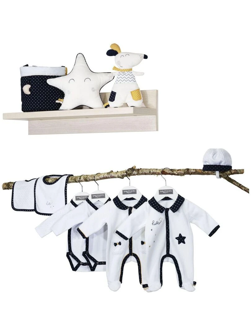 Pyjama bébé à manches longues en velours   SAUTHON   Blanc