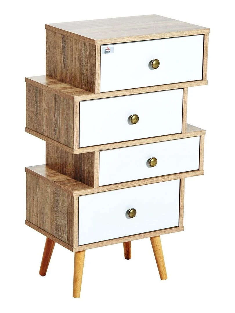 Chiffonnier style scandinave 4 tiroirs Blanc