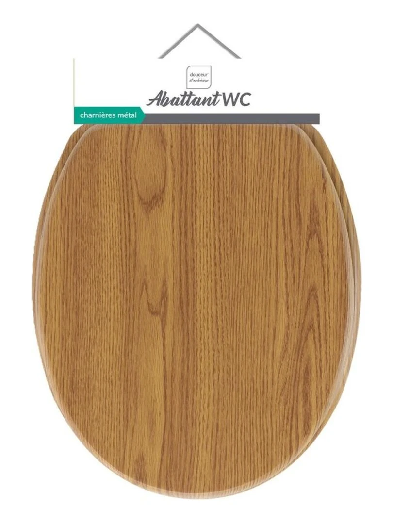 Abattant WC MDF charnières métal effet bois Strata chêne   Marron