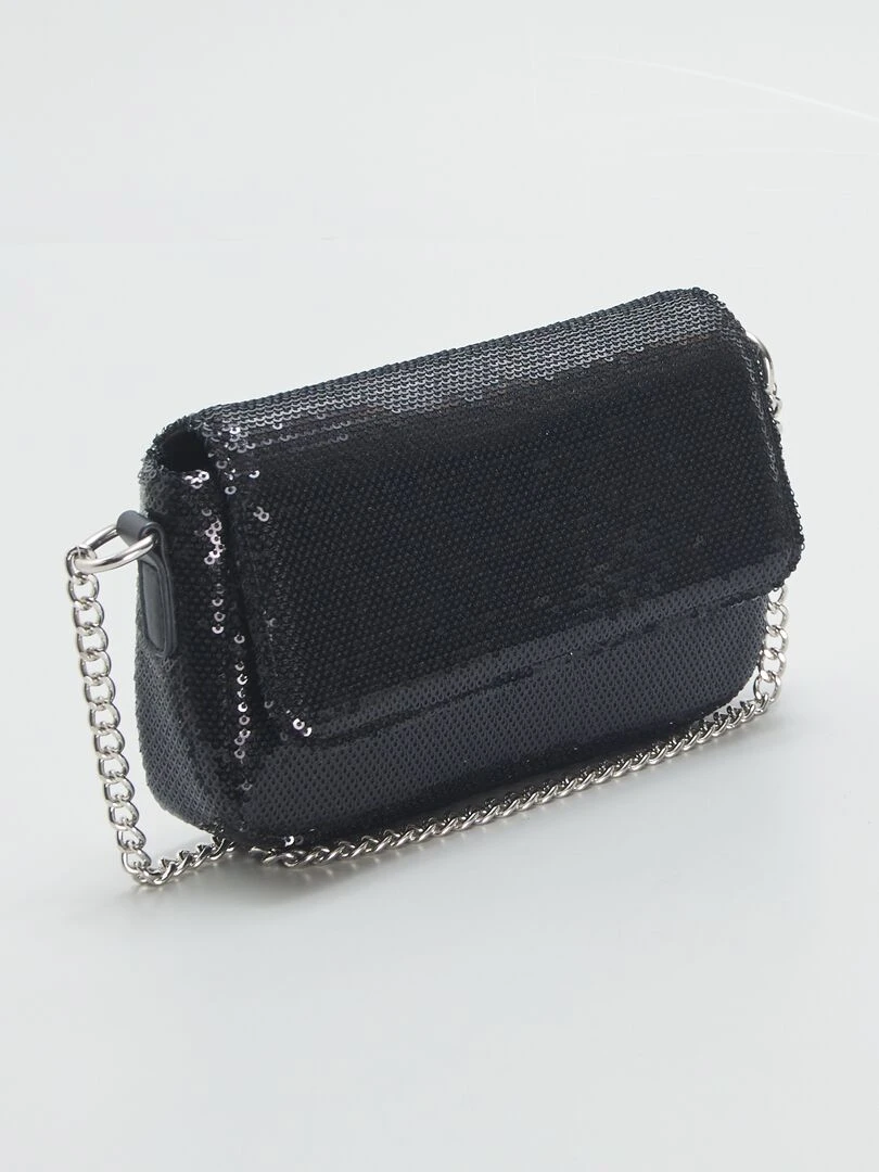 Sac bandoulière en sequins Noir