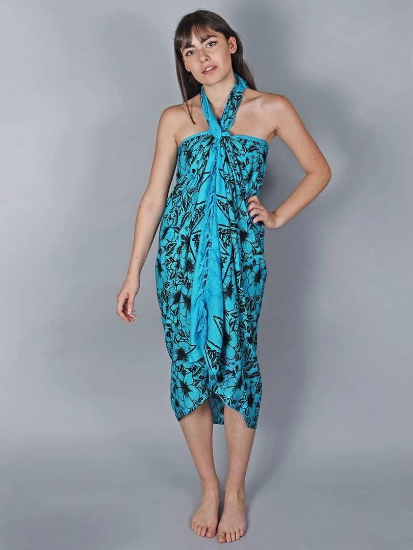Paréo Batik Lotus Bleu