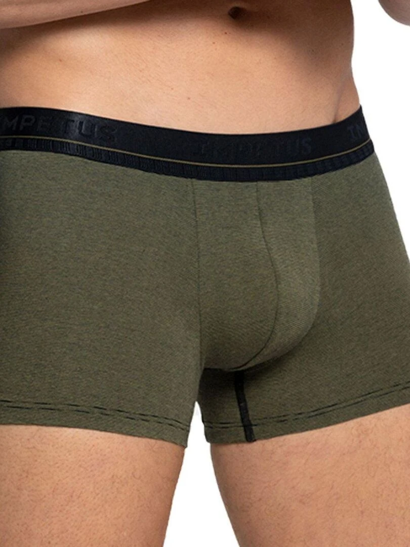 Pack de 2 boxers en coton Topes à rayures et uni Vert