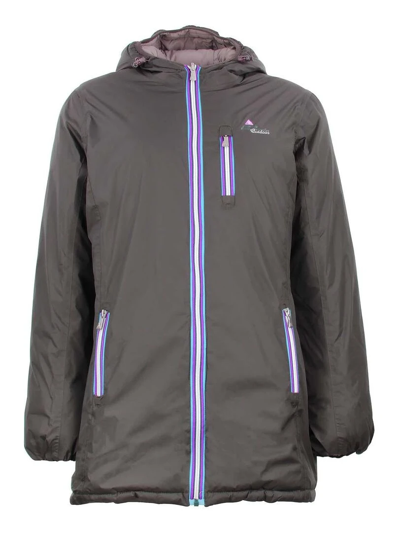 Doudoune longue réversible de ski femme AWILL PEAK MOUNTAIN Marron