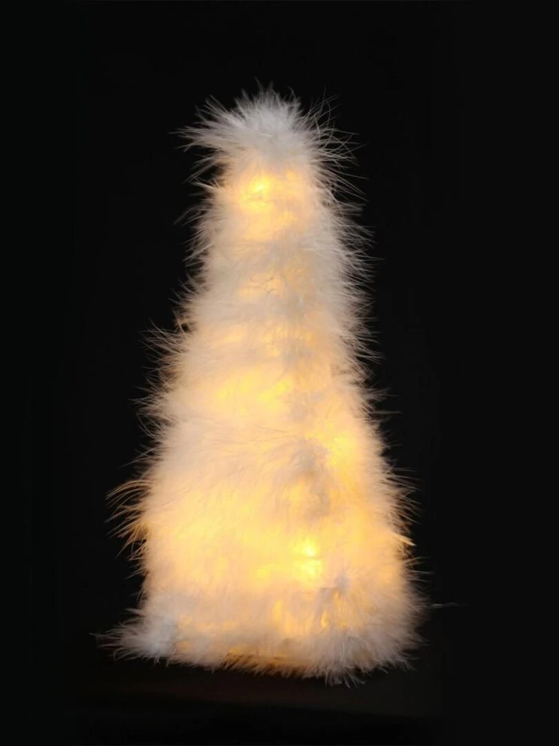 Sapin plumes leds blanc chaud   H40   piles   Blanc