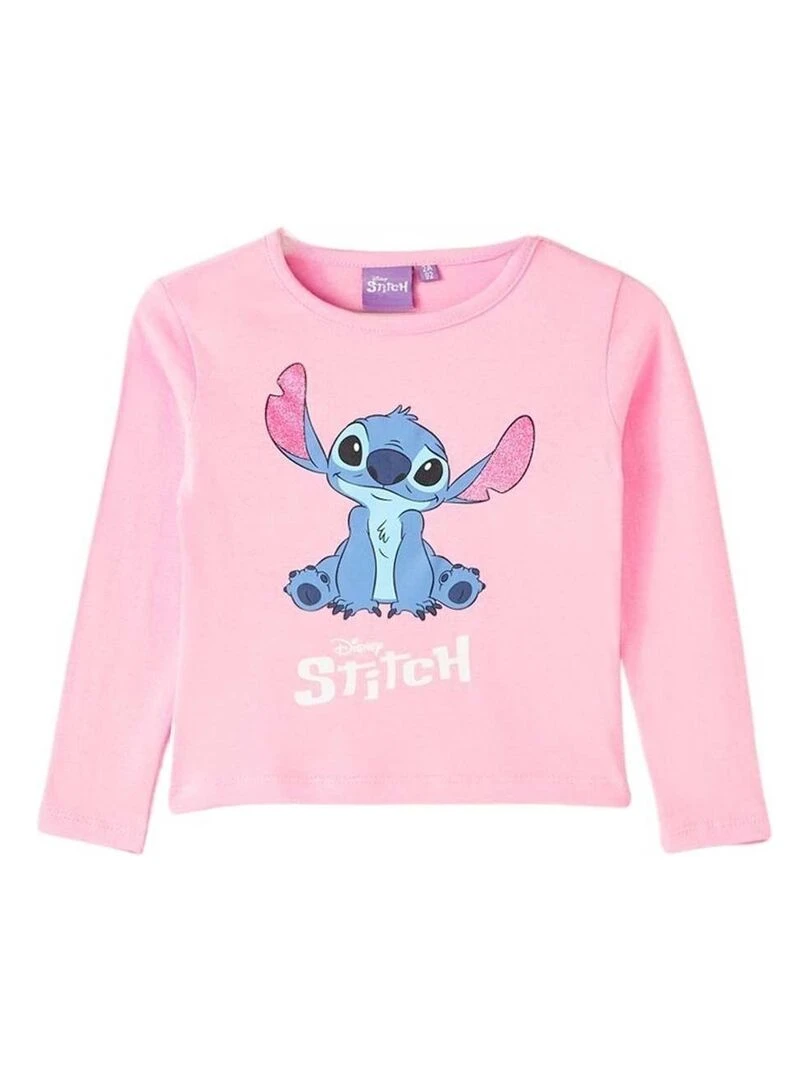 Disney T shirt fille imprimé Lilo Et Stitch en coton Rose