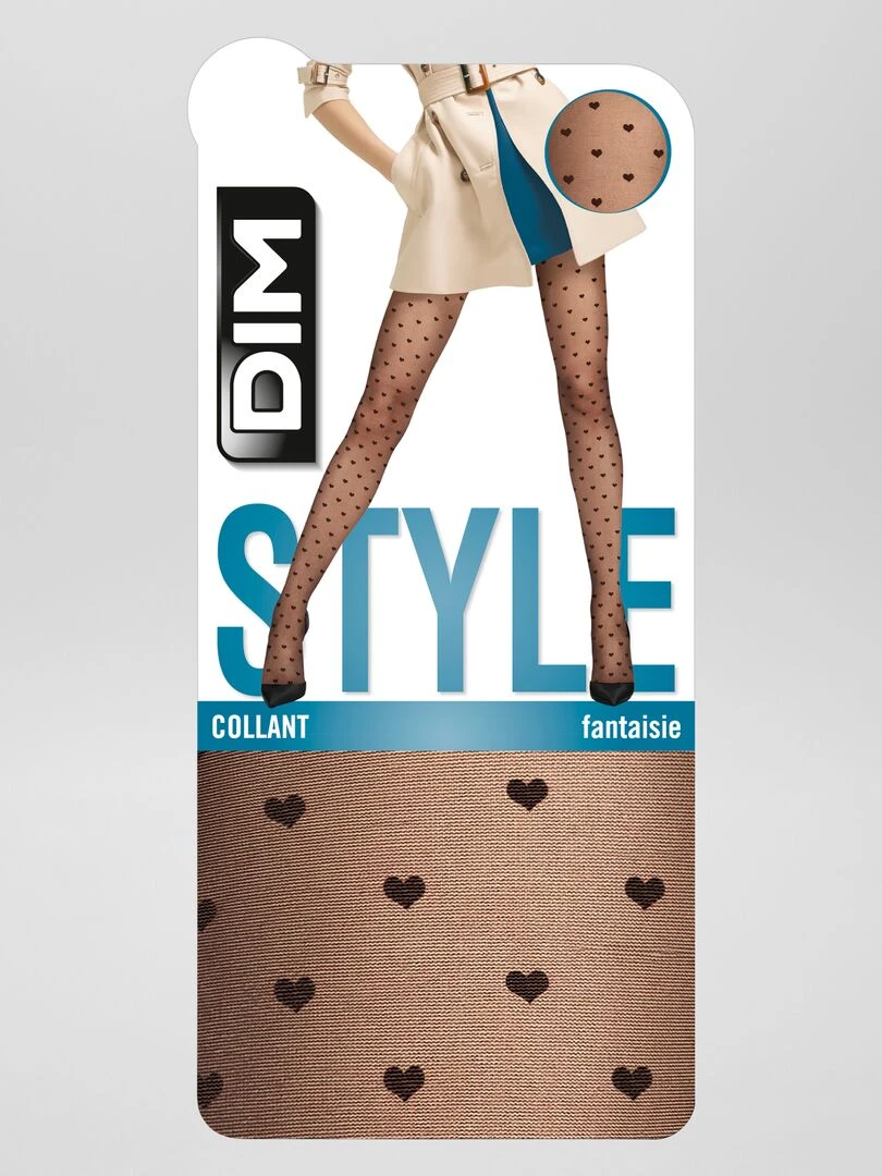 Collants fantaisie 'cœurs' 'DIM' noir