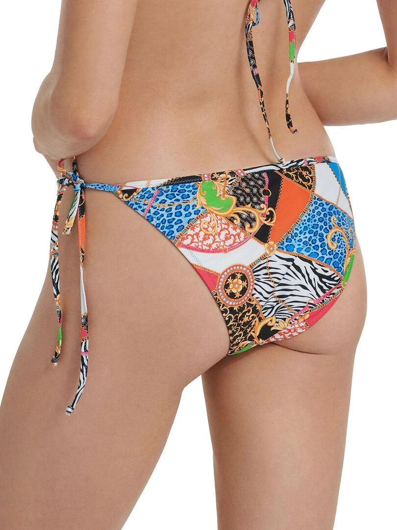 Bas maillot slip de bain bikini taille basse à nouettes Olbia Multicolore