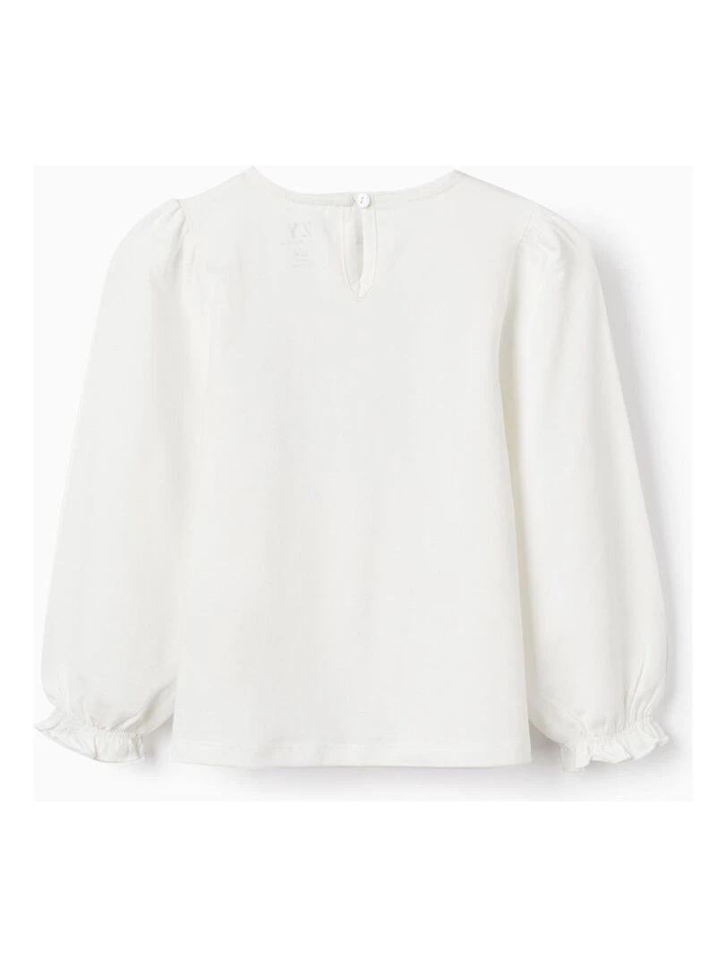 T shirt à manches longues pour fille 'Floral' manches longues SPRING BEGINS Blanc