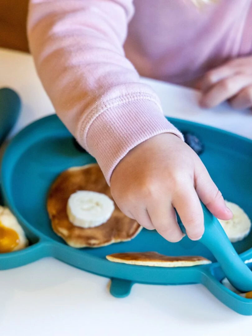 Set repas en silicone Ourson bleu Multicolore