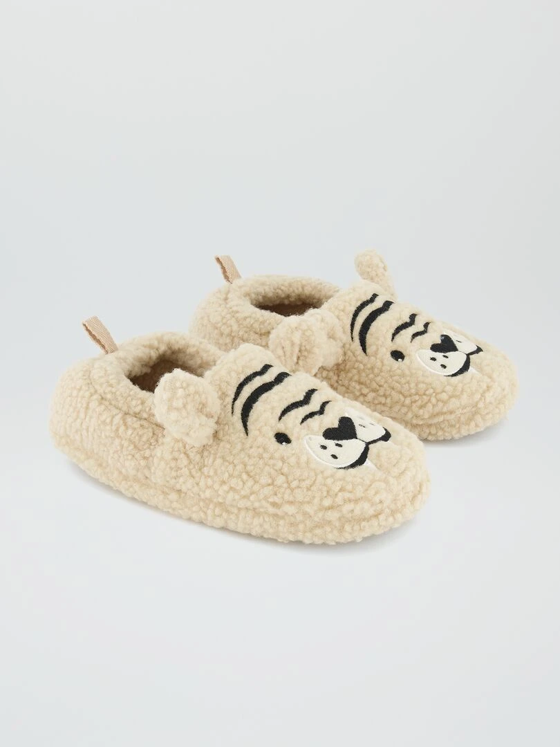 Chaussons en sherpa   Beige