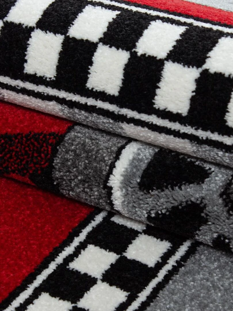 Tapis enfant KID'S RACE en polypropylène doux et soyeux OEKO TEX® Rouge