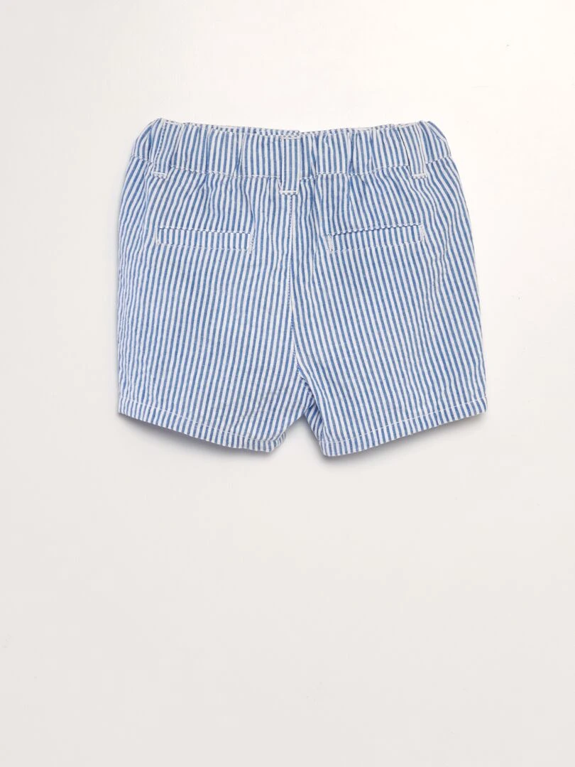 Short rayé en lin Bleu