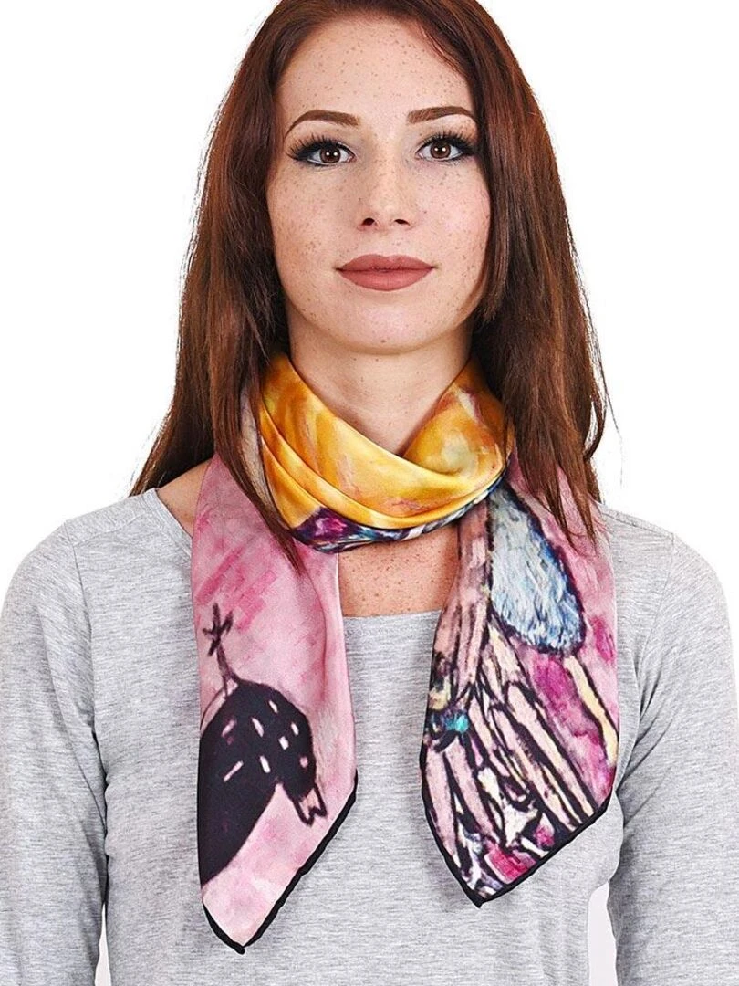 Carré de soie Klimt "Le Amiche" Rose