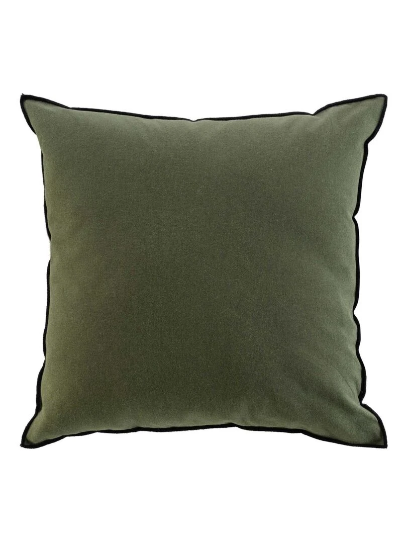 Coussin avec surjet en coton recyclé Vert olive