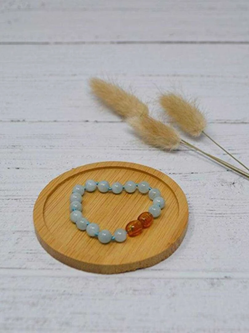 Bracelet pour bébé pierre naturelle Aigue Marine Béryl Bleu