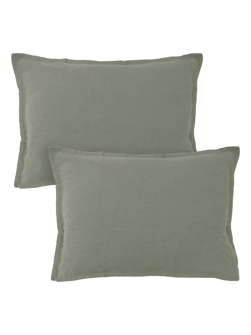 Set de 2 taies d’oreiller unies en lin  LIN LAVÉ   Vert clair