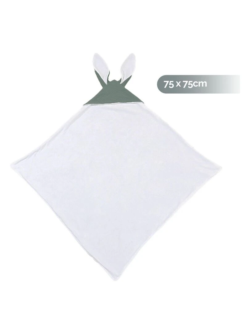 Cape  sortie de bain intérieur 100 % coton   Lapin   Monsieur Bébé   Vert