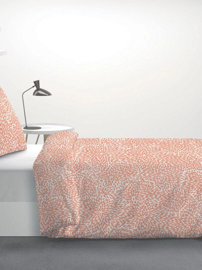 Housse de couette 140x200 cm + 1 taie d'oreiller 63x63 cm 100% Microfibre 60 gsm Lantana   Blanc